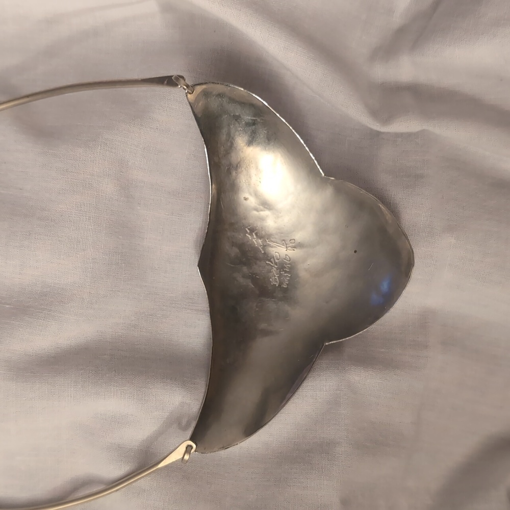 Unique Necklace, Silver plate with Gold Bronze Detail - Picture 3 of 3